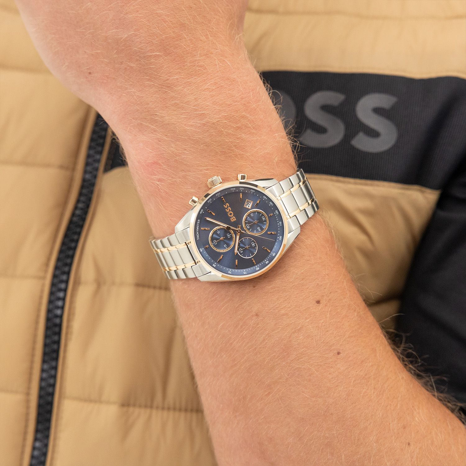 BOSS Grand Prix Chronograph Blue Dial 44mm Two-Tone Rose Gold & Silver Stainless Steel Bracelet 1514260 - 5